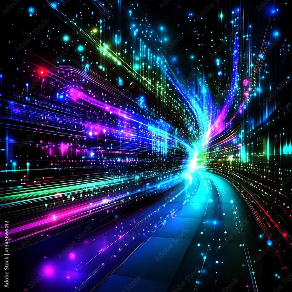 Obraz premium Neon Highway: Digital Speed & Innovation.