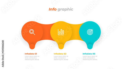 Modern infographic with 3 circles, options, steps and clean layout. Can be used for business presentations, project planning, and digital content creation.