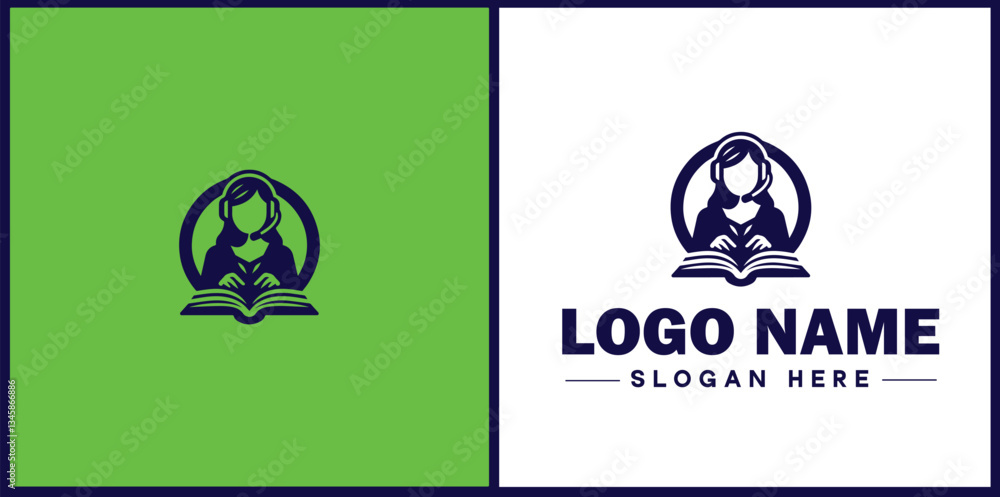 Virtual Assistant icon Online assistant Remote assistant Digital assistant flat logo sign symbol editable vector