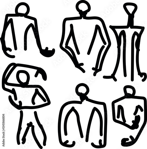 A set of human characters in a primitive style.