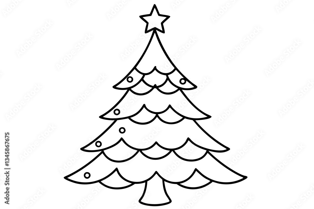 Fototapeta premium christmas tree line art silhouette vector illustration