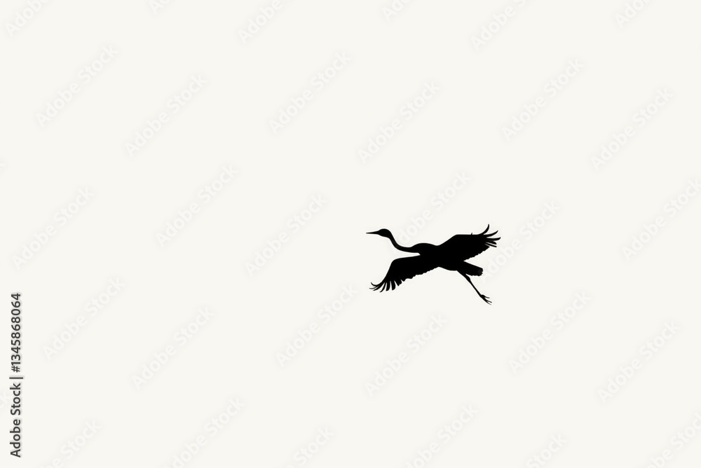 Fototapeta premium Flying Crane Silhouette