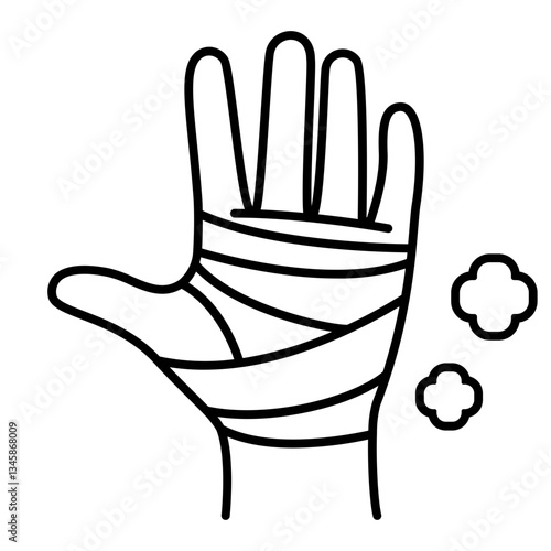 Hand with gauze bandage vector illustration
