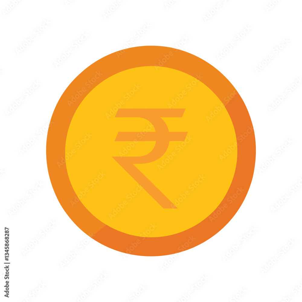 Indian Rupee Symbol on a Golden Coin Icon