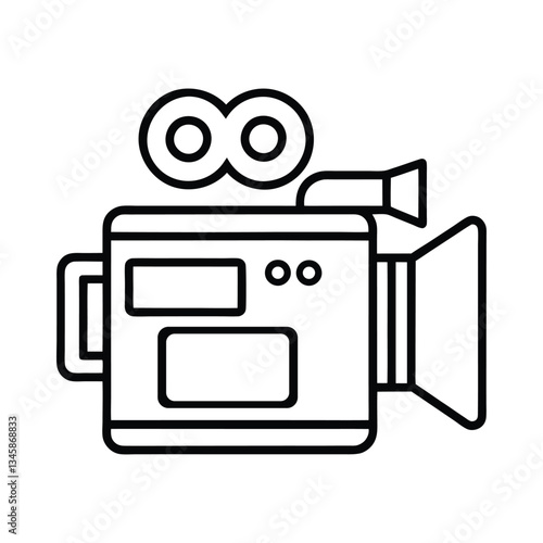 Simple Line Art Illustration of a Movie Camera