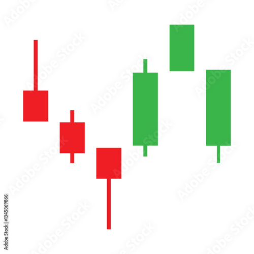 Red and Green Candlestick Chart Pattern Showing a Trend Reversal