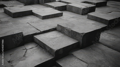 Abstract Grayscale Texture of Stacked Rectangular Blocks