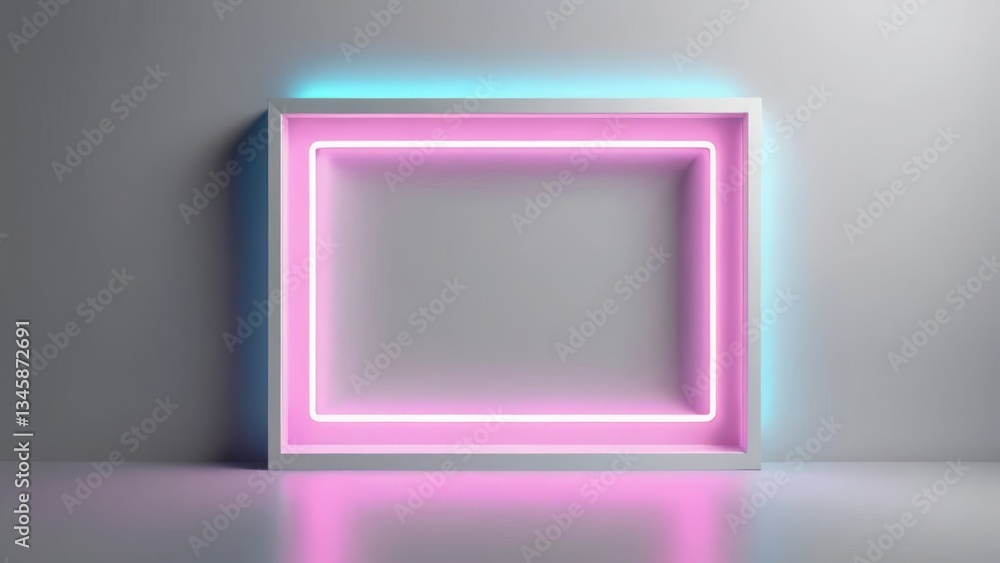 Pink neon frame with subtle blue glow, highlighting modern elegance and stylish design Pink neon frame with subtle blue glow, highlighting modern elegance and stylish design