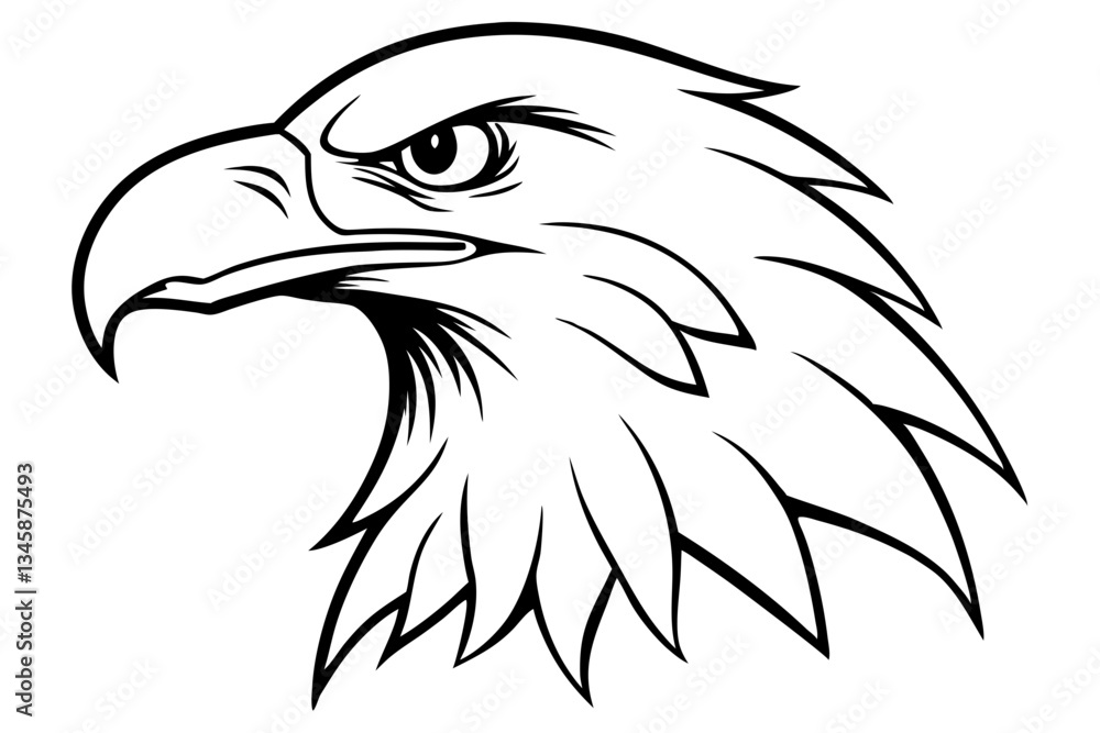 Fototapeta premium eagle head line art silhouette vector illustration