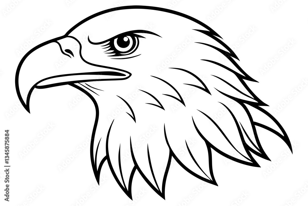 Obraz premium eagle head line art silhouette vector illustration