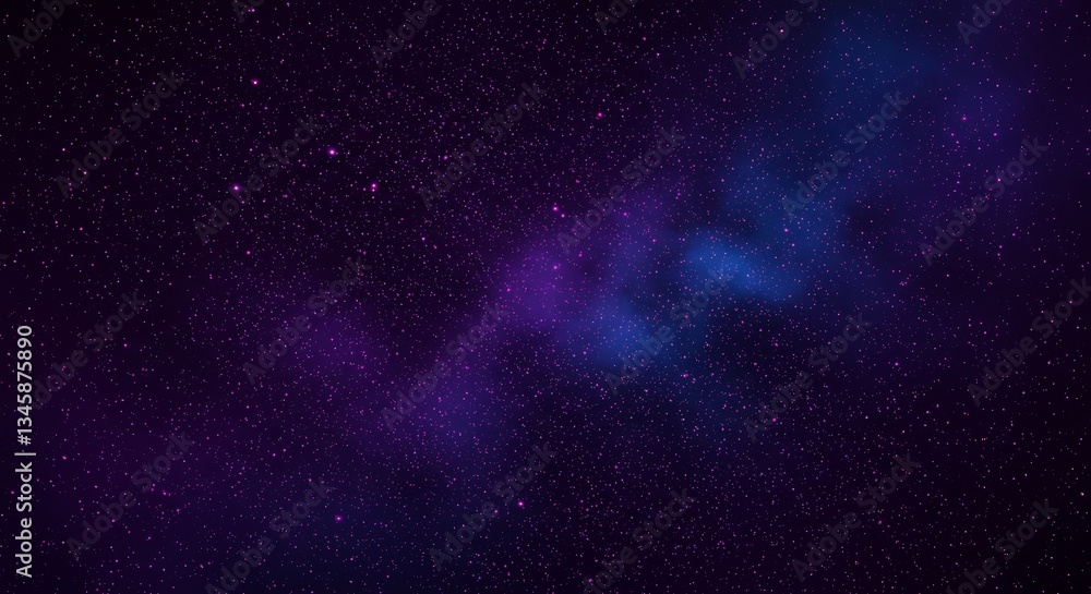 Obraz premium 深宇宙 紫青色輝く星雲 静謐な夜空 神秘的