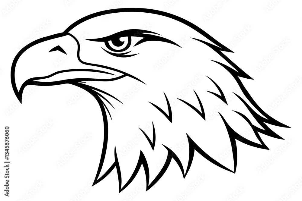 Obraz premium eagle head line art silhouette vector illustration