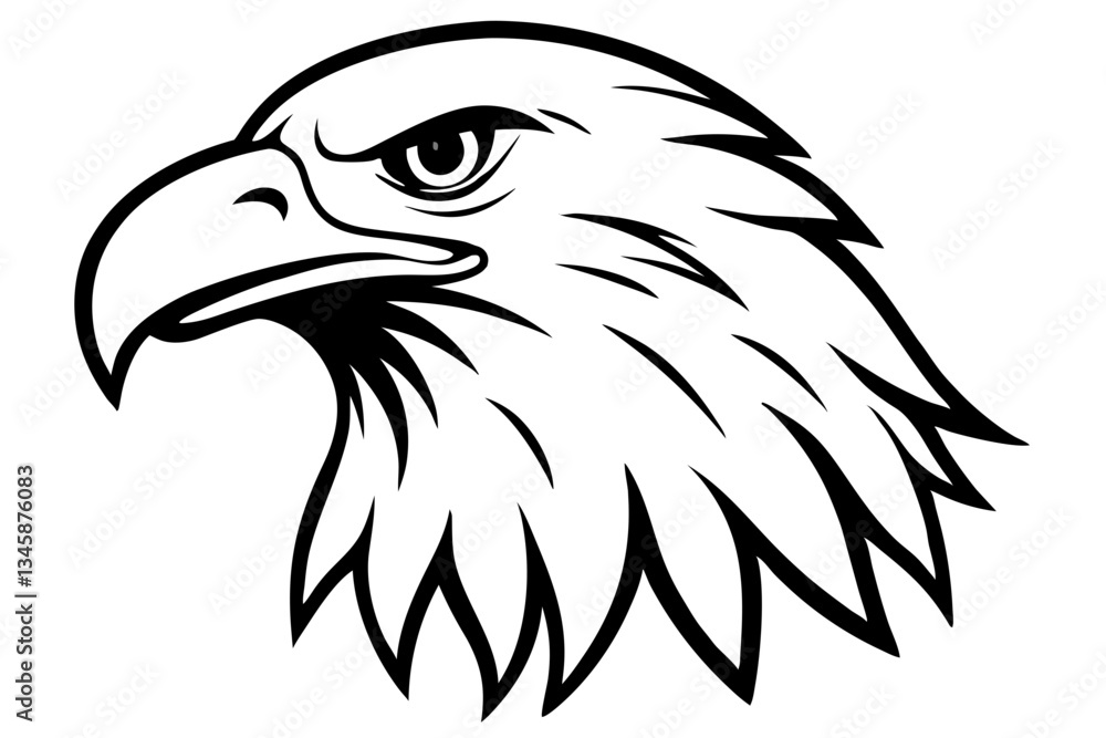 Obraz premium eagle head line art silhouette vector illustration