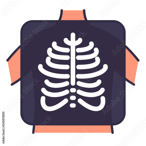 X-ray scan with skeleton vector illustration