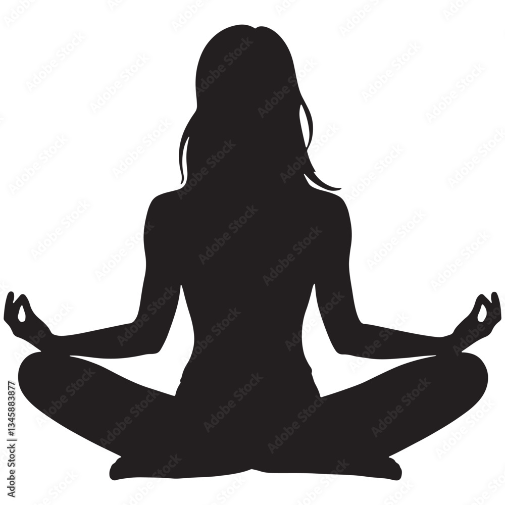 Silhouette of a Woman in Meditation, Yoga A Woman in Lotus Position, Silhouette of a Yoga Practitioner Silhouette of a Woman in Meditation, Yoga A Woman in Lotus Position, Silhouette of a Yoga Practitioner