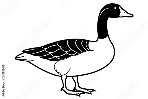 goose line art silhouette vector illustration