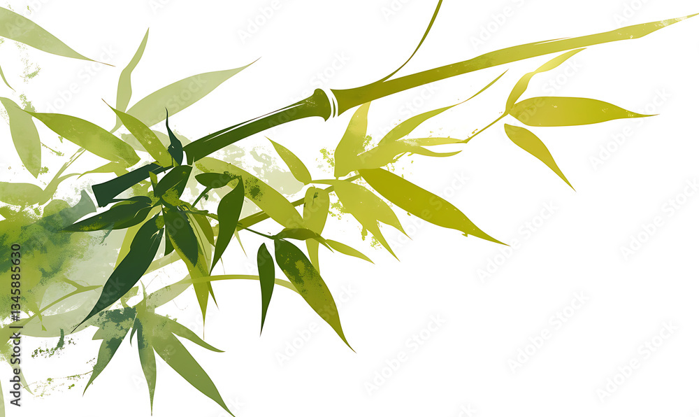 Fototapeta premium .Illustration of trees, leaves, grass and various botanical elements on a white background.