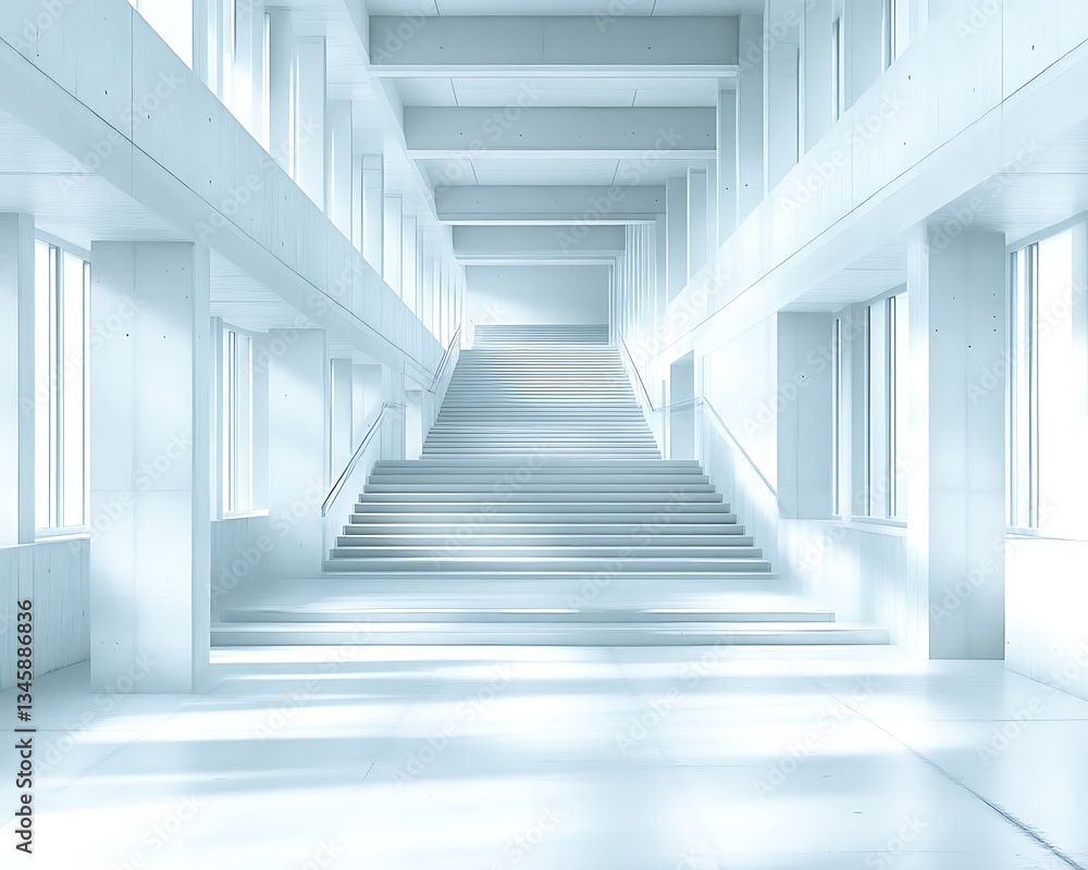 Obraz premium Modern Staircase for White Building Interior.