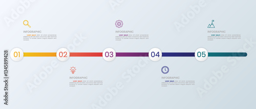 Timeline Infographic Icon Modern Business 5 Steps