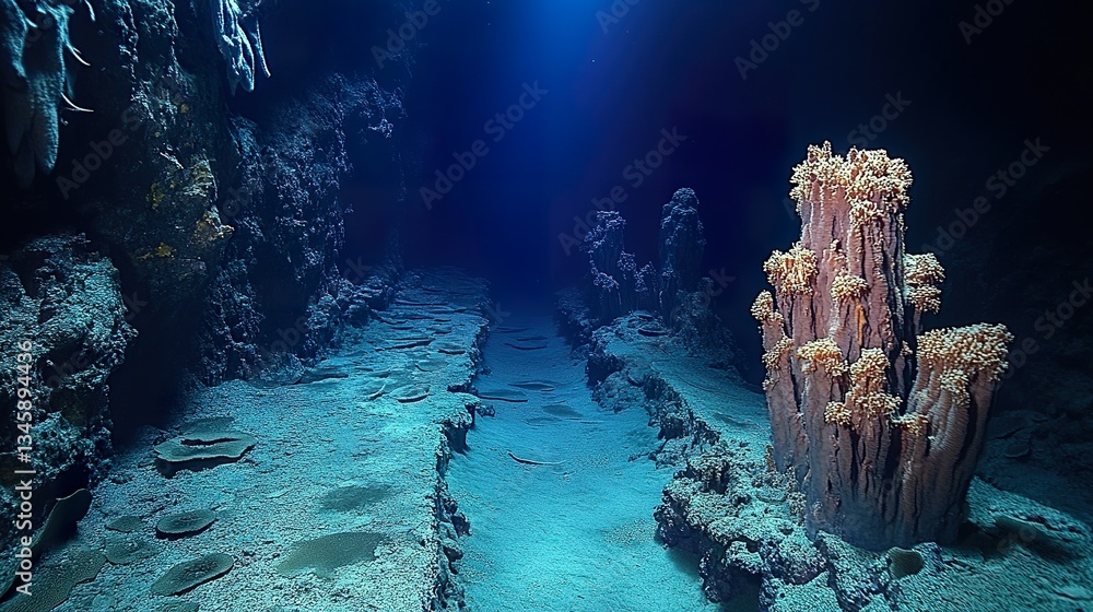 Fototapeta premium An underwater hydrothermal vent complex showcasing stunning geological formations