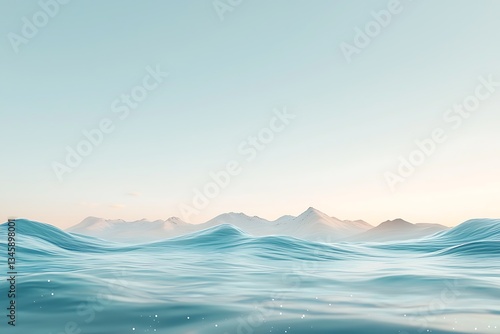 Wallpaper Mural Calm Ocean with Mountain View, and Sunrise. Torontodigital.ca