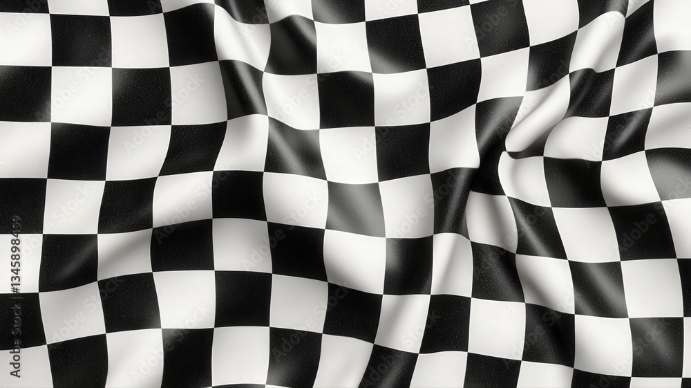 Fototapeta premium Glittery Black And White Checkered Racing Flag Draped Texture
