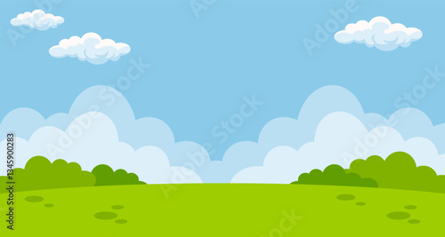 Enjoying park landscape scene illustration background with blank space area. Suitable for poster, banner, greeting card.