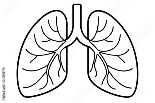 lungs line art silhouette vector illustration