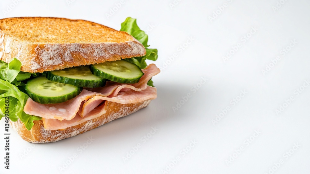 Simple ham and cucumber sandwich on toasted bread Simple ham and cucumber sandwich on toasted bread