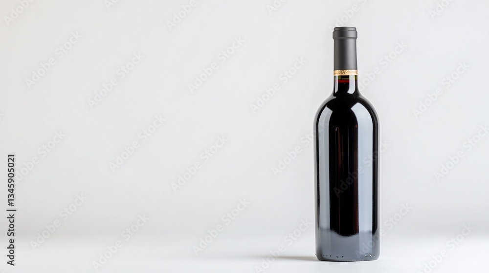 Single red wine bottle against white backdrop Single red wine bottle against white backdrop