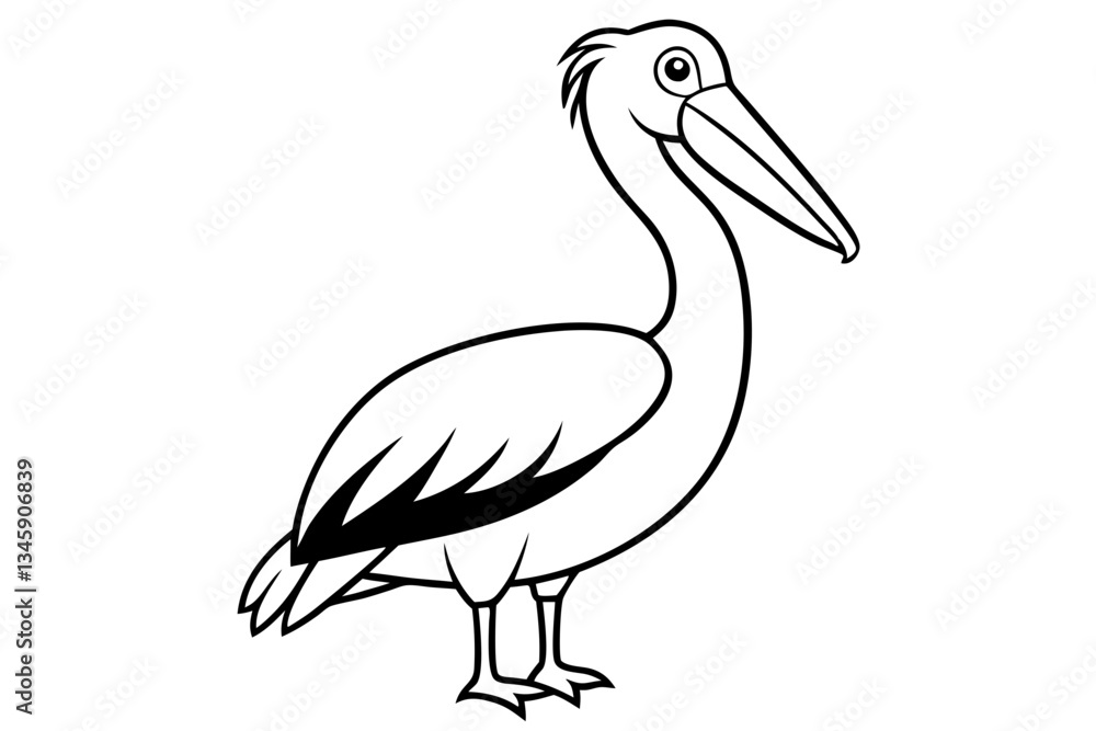 Fototapeta premium pelican line art silhouette vector illustration