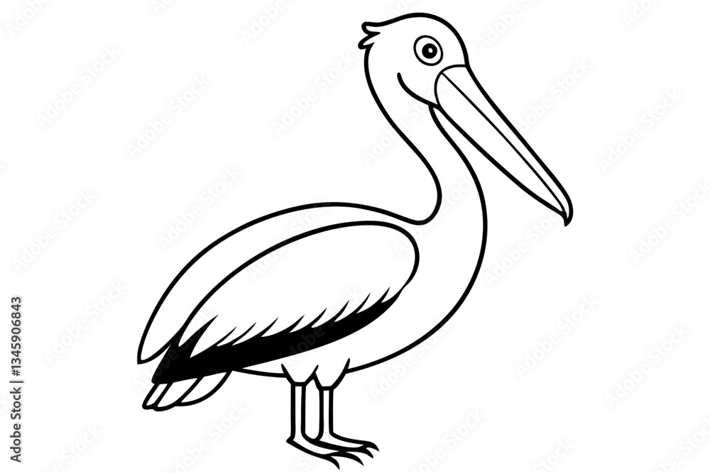 Fototapeta premium pelican line art silhouette vector illustration