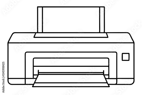 printer line art silhouette vector illustration