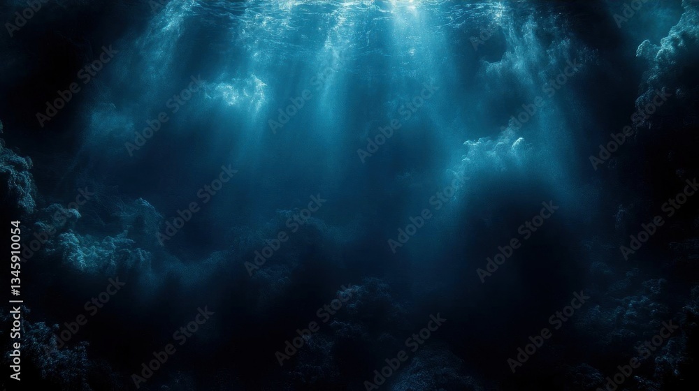 Obraz premium Ocean Depths Mysterious Underwater Scene Dark Blue