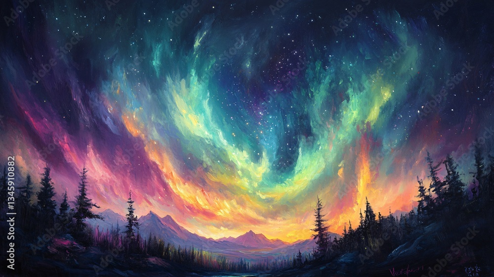 A mesmerizing neon aurora of softly blending paint hues creating a dreamlike effect
