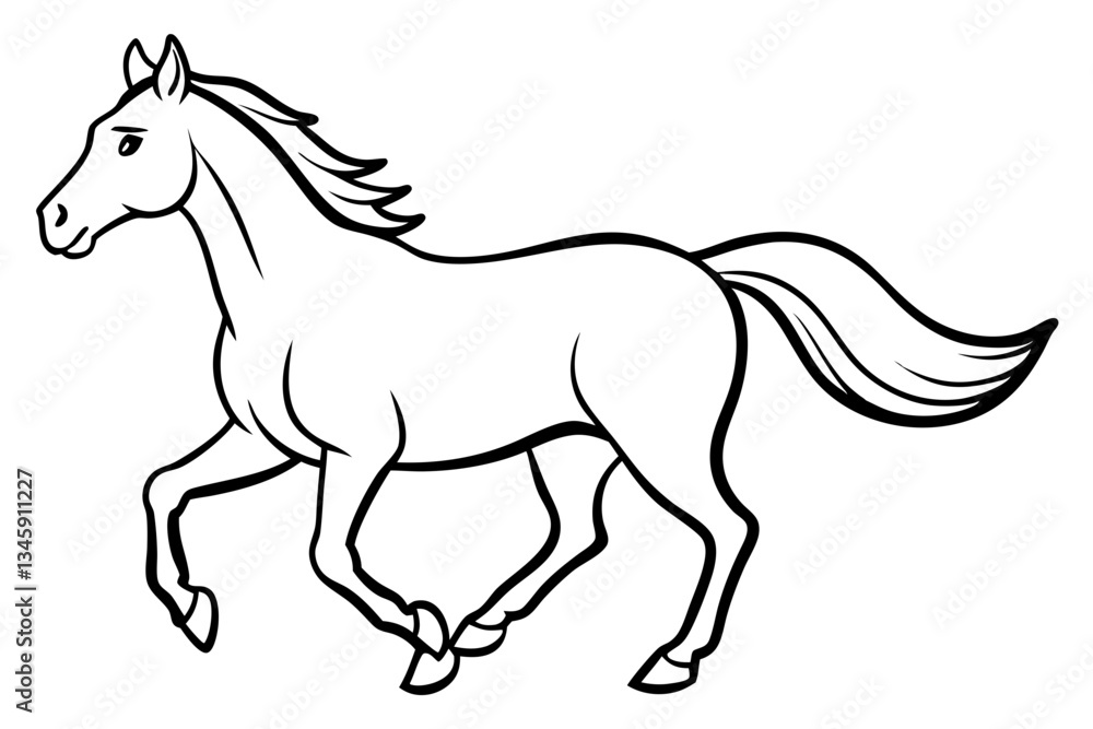 running horse line art silhouette vector illustration running horse line art silhouette vector illustration