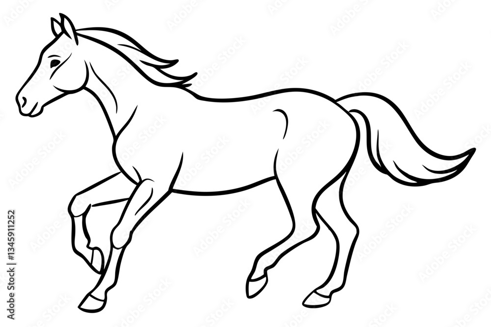 running horse line art silhouette vector illustration running horse line art silhouette vector illustration