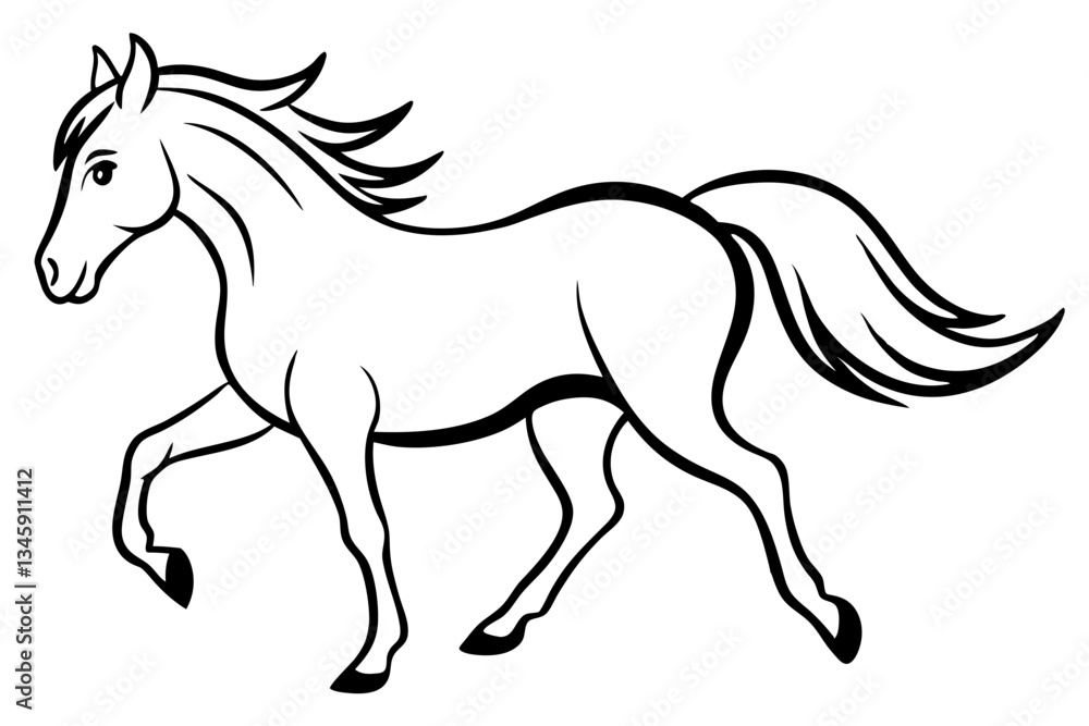 running horse line art silhouette vector illustration running horse line art silhouette vector illustration