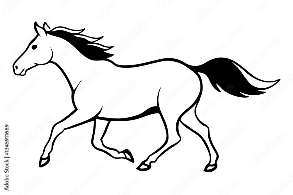 running horse line art silhouette vector illustration running horse line art silhouette vector illustration