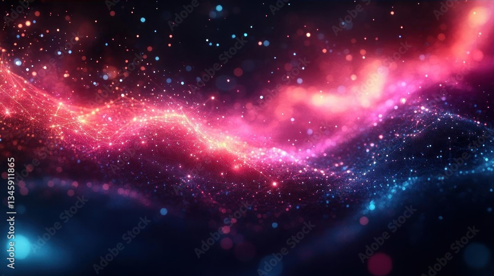 Obraz premium Abstract cosmic nebula glowing particles space