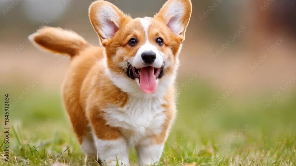 Corgi dog walking close up Corgi dog walking close up