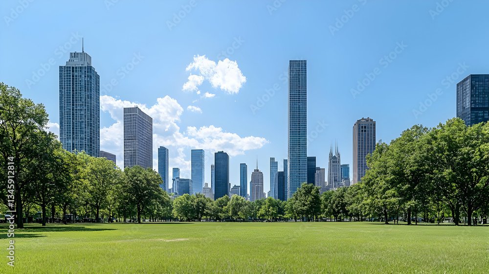 Fototapeta premium Cityscape View Of New York City From Park