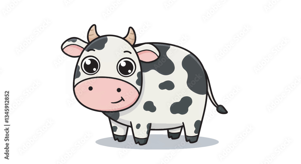 Obraz premium Cute and Friendly Cartoon Cow â€“ Vector Illustration