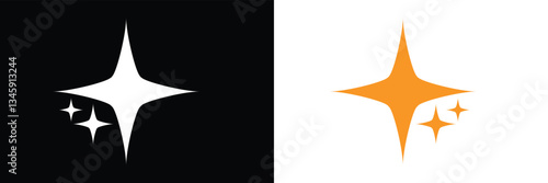 Four pointed star. Vector illustration for website, icon, logo, postcard. Vector Illustration . 