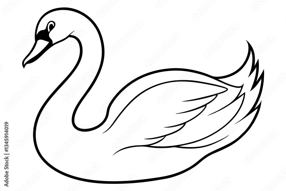Obraz premium swan line art silhouette vector illustration