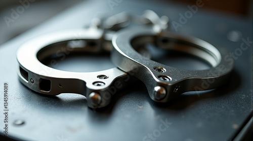 Wallpaper Mural Metal Handcuffs Close Up on Dark Surface Law Enforcement and Justice Torontodigital.ca