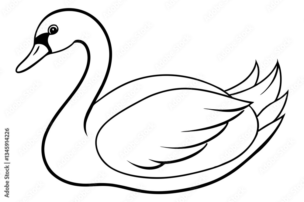 Fototapeta premium swan line art silhouette vector illustration