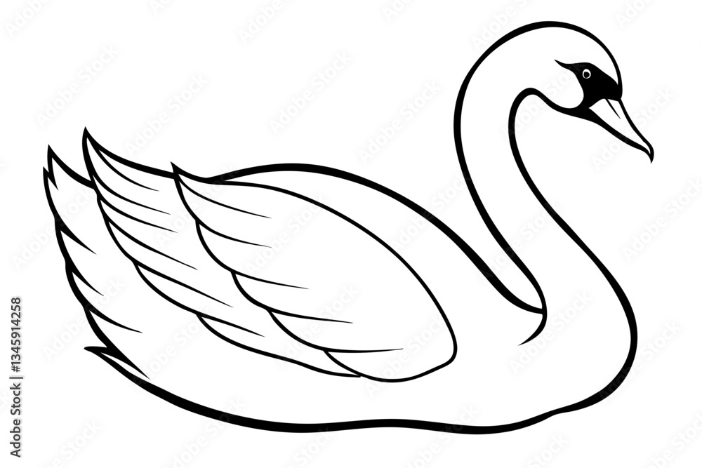 swan line art silhouette vector illustration swan line art silhouette vector illustration