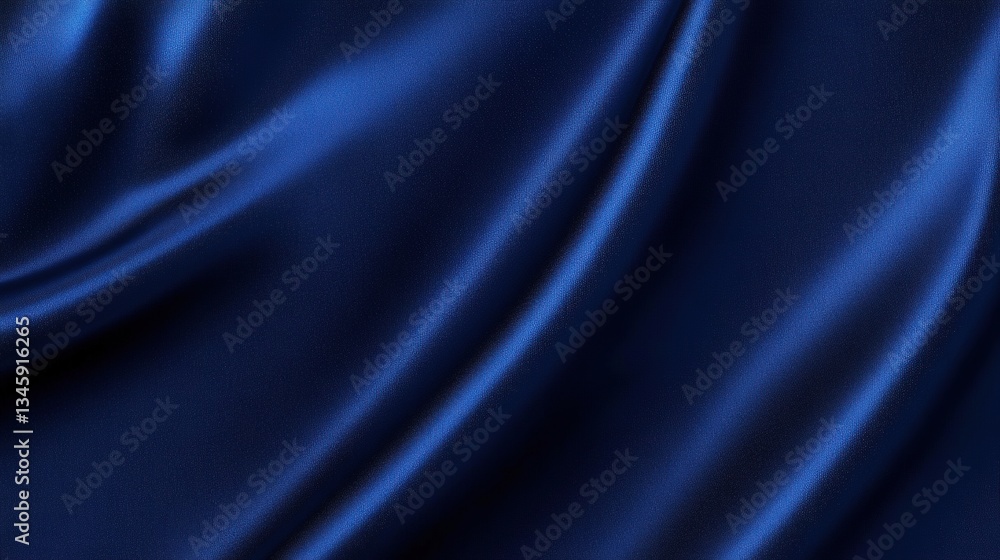 Obraz premium A close-up view of smooth, deep blue satin fabric with elegant folds and a lustrous sheen.