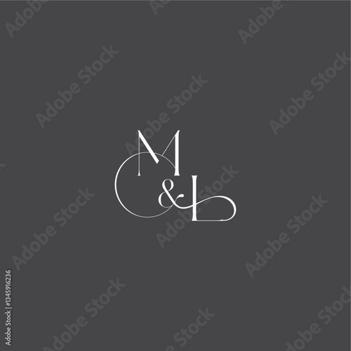 monogram wedding logo concept initial with line ML luxury curvy style letter